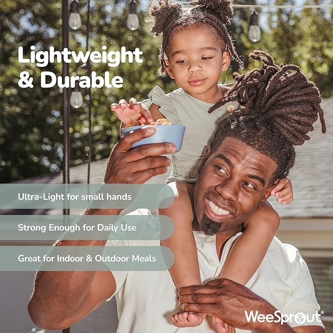 WeeSprout Bamboo Kids Bowls, Set of Four 10 oz Kid-Sized Bamboo Bowls, Dishwasher Safe Kid Bowls (Blue, Green, Gray, & Beige)