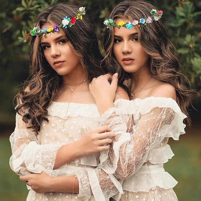 Syhood 20 Sets Flower Crowns Making Kit, Make Your Own Flower Crown Wreath Headbands and Bracelets Craft Kit Hair Accessories Handmade DIY Floral Garland Presents for Girls