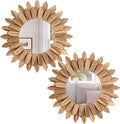 Honiway Boho Wall Decor Mirror 2 Pack Rustic Wood Mirror 12 inch Boho Mirror by Honiway