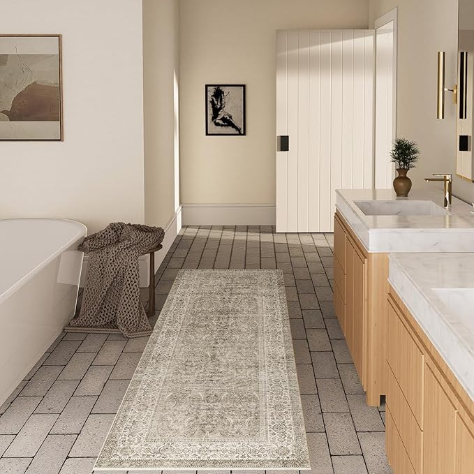 Washable Runners for Hallways Kitchen Rug: 2'x10' Runner Rugs Stain Resistant Non Slip Low Pile Soft Carpet Runners for Hallways Bedroom Entryway Indoor Beside Bathroom Laundry Room