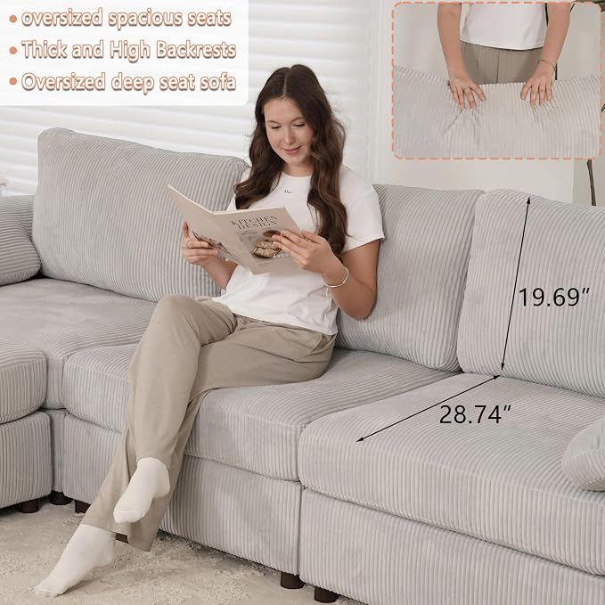 EASE MOOSE Oversized Sectional Modular Sofa, L Shape Sectional Couch - Image 6