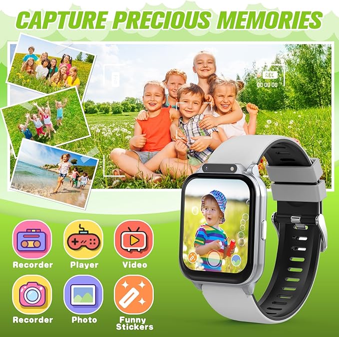 Smart Watch for Kids 1.85" with Fitness Tracker, Sleep Monitor, 22/100+ Sport Modes, DIY Dial, IP68 Waterproof, Step Counter, Heart Rate, Camera, with/Without APP, Gift for 3-12 Years Old Boys Girls