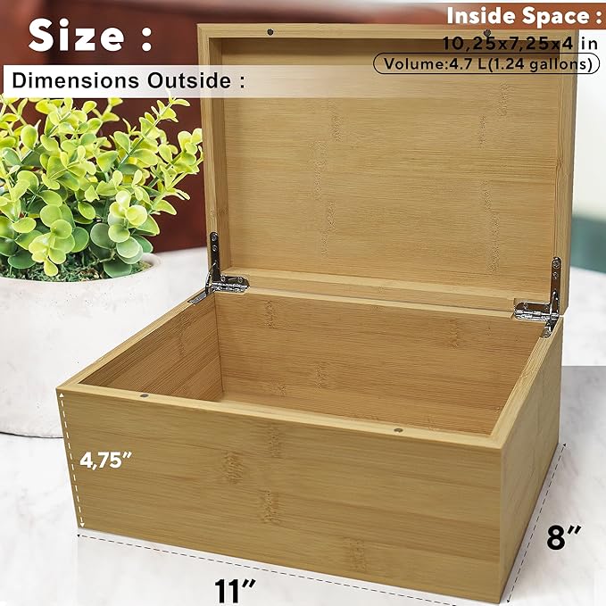 Mom Gifts from Daughters - Personalized Gift for Mom from Kids, Wooden Memory Box for Keepsakes, Unique Gifts from Son for Mothers Day, Christmas, Cute Birthday Gifts Ideas, Xmas Present, 11x8x4,75 in