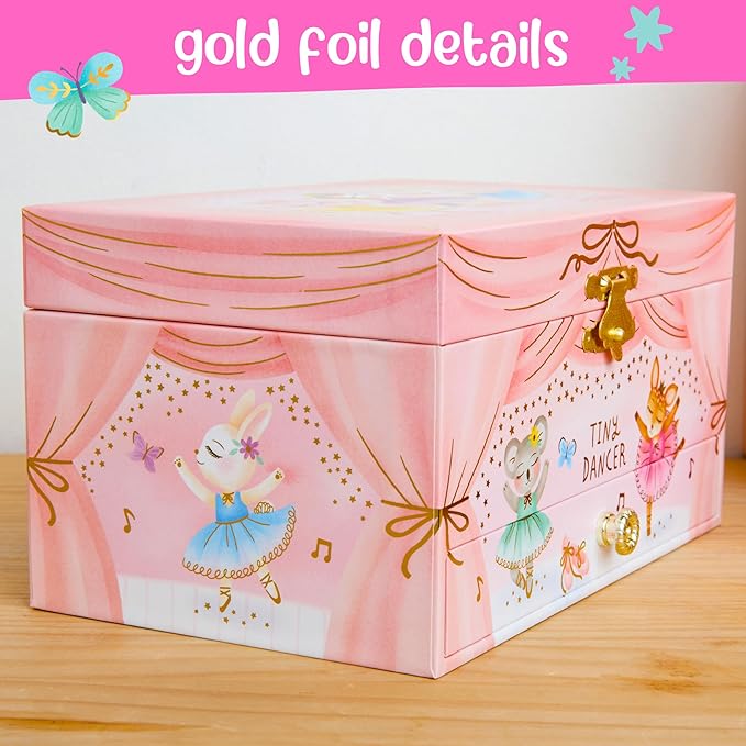 Musical Ballerina Kids Jewelry Box - Girls Jewelry Box with Mirror, Ballerina Gifts for Little Girls, Unicorn Toys for Girls Age 4-6