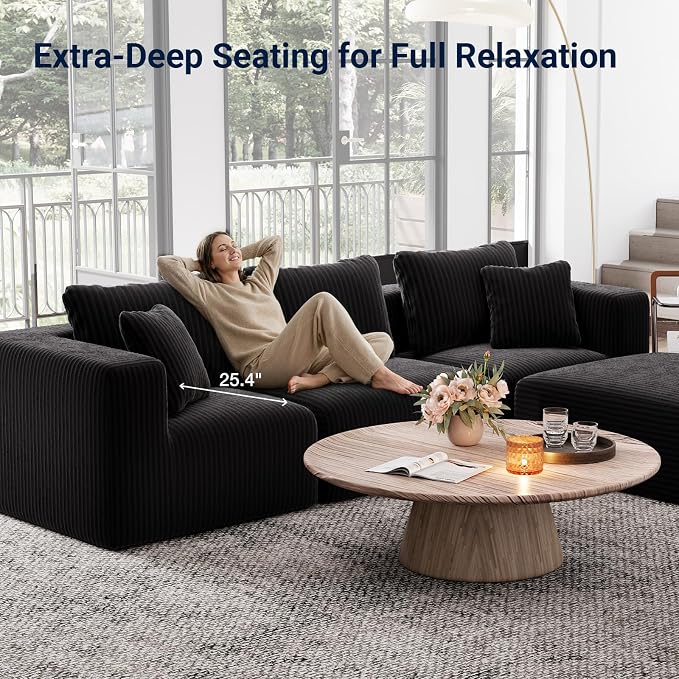 Avenco 141” U-Shaped Modular Sectional Couch Sofa - Image 7