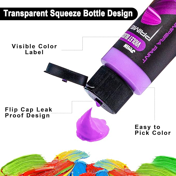 JOYIN 12PCS Washable Kids Tempera Paint Set (2 oz Each), 6 Brushes, 2 Palette & 1 Stretchable Washing Bucket, Non-Toxic Kids Liquid Paint for Arts and Crafts Project, Finger Painting, Hobby Painters