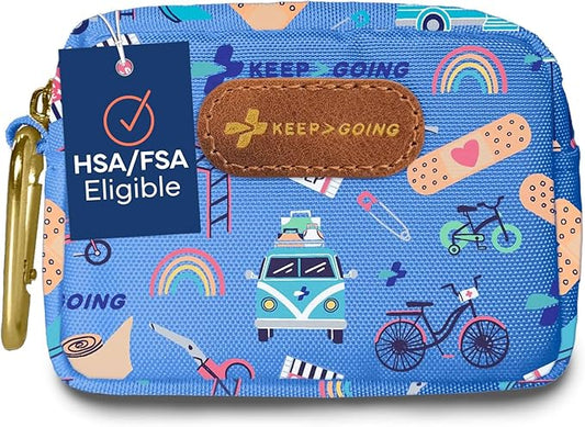 KeepGoing Small Travel First Aid Kit Kids – 60 Pc. Mini First Aid Kit for Purse, Diaper Bag, & Backpack with Latex-Free Bandages – 4 Oz., & 4.5 x 3.5 x 2 in, TSA-Approved