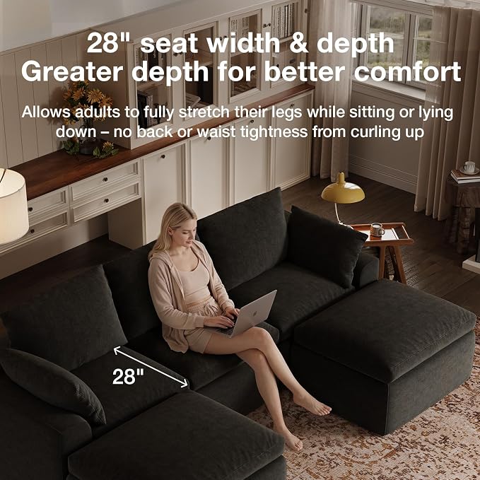 Novilla 133.8" Modular Cloud Couch, Modern Sectional Sofa - Image 15
