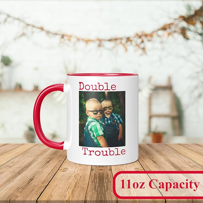 Personalized Mother's Day Coffee Mug, Custom Mum Photo Text 11 Oz Ceramic Mug, Customized Mom Gift Idea Picture Name Cup, Taza Cafe Personalizadas Fotos, Cute Gifts Mom Women Dad Men, Red