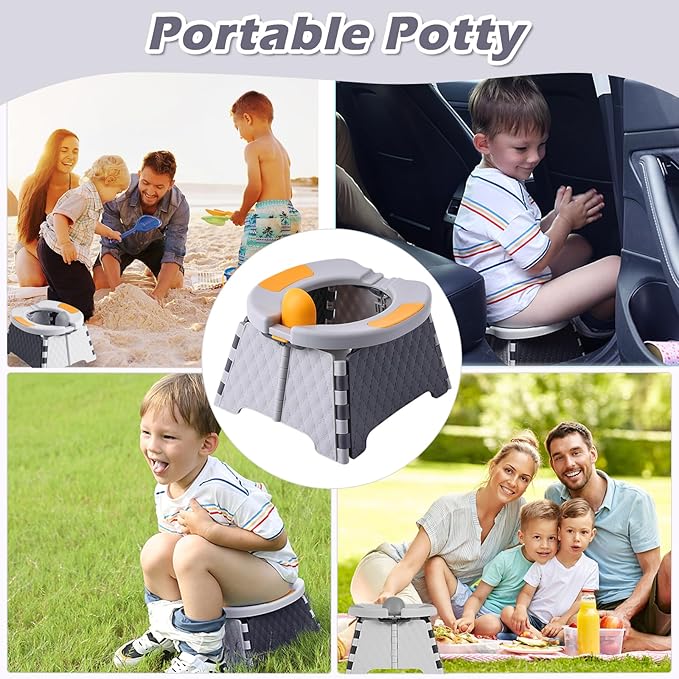 Portable Potty for Toddler Travel, Kids Travel Potty Training Chair with Travel Bag,Baby Potty Training Toilet for Outdoor and Indoor Easy to Clean(Gray) by Yszawmx, Includes 30 Replacement Bags