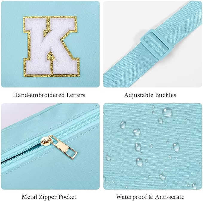 YOOLIFE Birthday Gifts for 4 5 6 7 8 9 10 11 12 13 14 Year Old Girls - Initial Fanny Pack Belt Bag Purse for Girls Teens Daughter Sister Niece, Personalized Trendy Stuff for Teen Girl Kids | Blue I