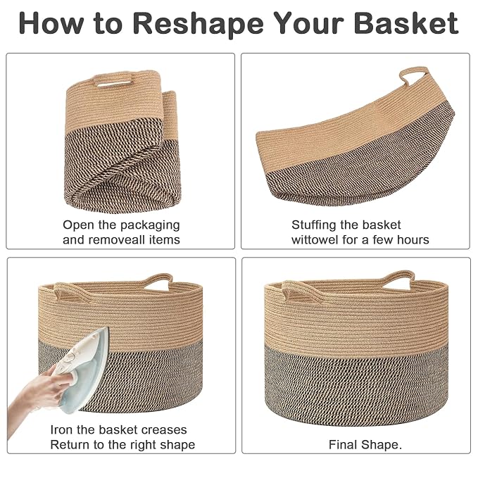 90L Extra Large Blanket Basket, Woven Laundry Basket Hamper - Image 8