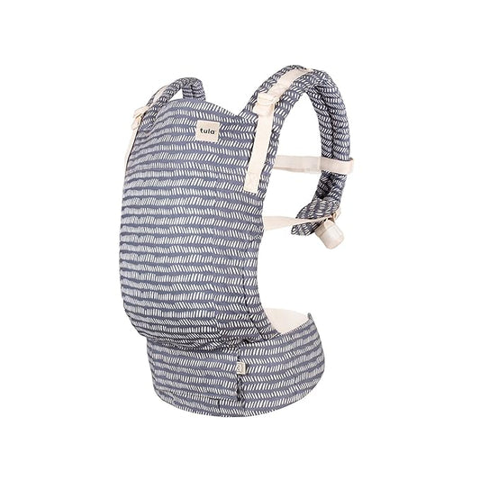 Baby Tula Breathable Mesh Explore Panel Free-to-Grow Baby Carrier - Adjustable, Newborn to Toddler Carrier - Ergonomic Fit for 7lbs to 45lbs - 3 Position Carrying Options - Beyond (Steel Blue/Dash)