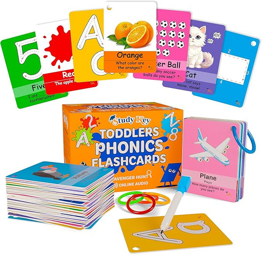 Toddlers English Phonics Flash Cards - Sight Words Flash Cards for Kindergarten - Shapes, Animals, Fruits, Colors, Numbers, & ABC Flashcards for Toddlers 1-3 for Bilingual Flash Cards
