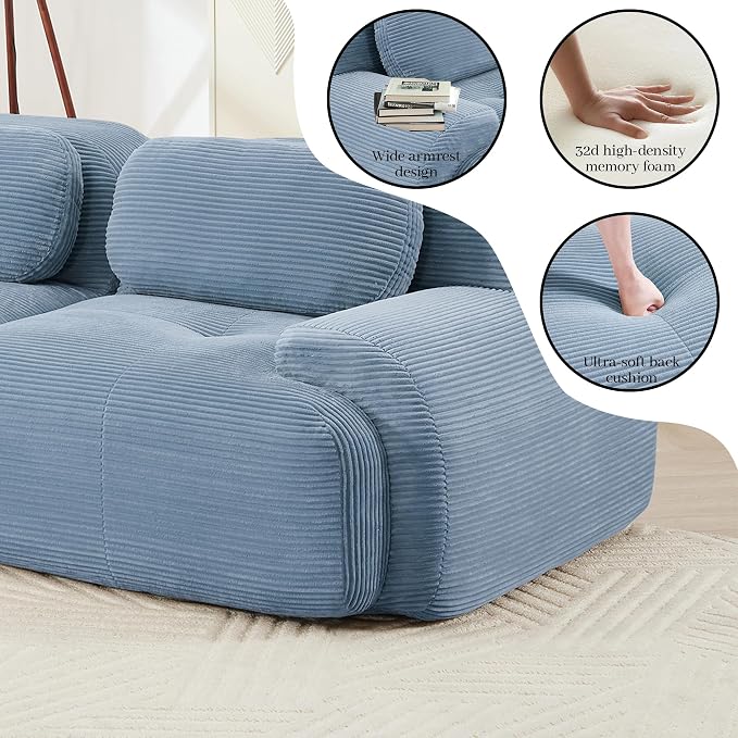 Boneless Sectional Couch, No Assembly Required, 81.8” U Shaped Modular Cloud - Image 7