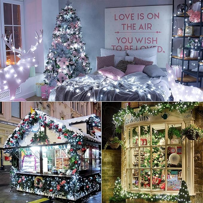 Brizled Cool White Christmas Lights, 33ft 100 LED Christmas Tree Lights, 5mm Wide Angle Xmas Light, Connectable 120V UL Certified Xmas Light String for Tree Party Wedding Home Indoor Outdoor Decor