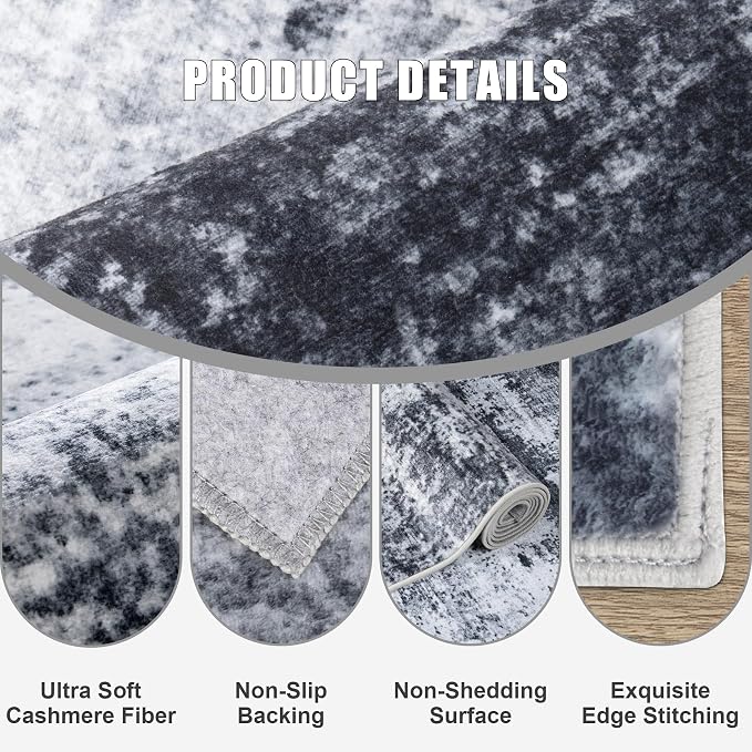 Washable Area Rug 3x14 Entryway Rug: Washable Modern Abstract Soft Thin Rug - Image 6
