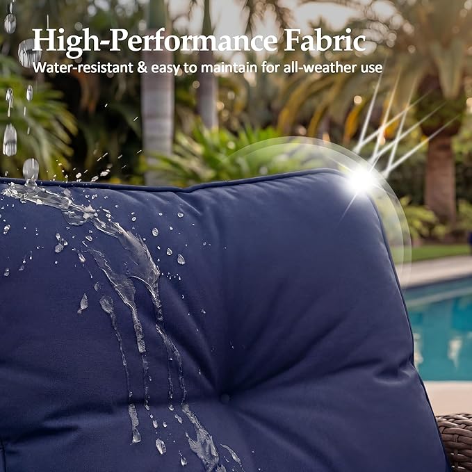 UPHA 5 Pieces Patio Furniture Sets, Wicker Outdoor Loveseat Sofa Set - Image 6