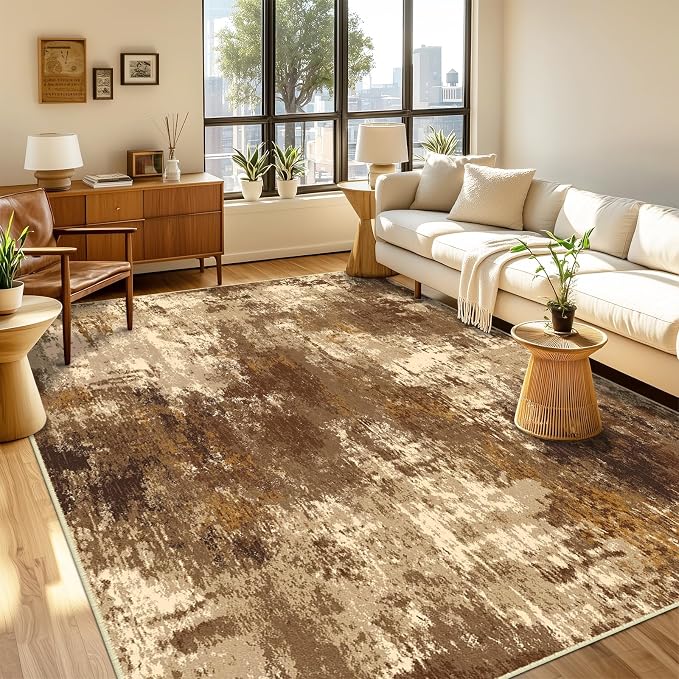 RELEANY Washable Area Rugs 4'x6' Non-Slip Modern Abstract Soft - Image 8