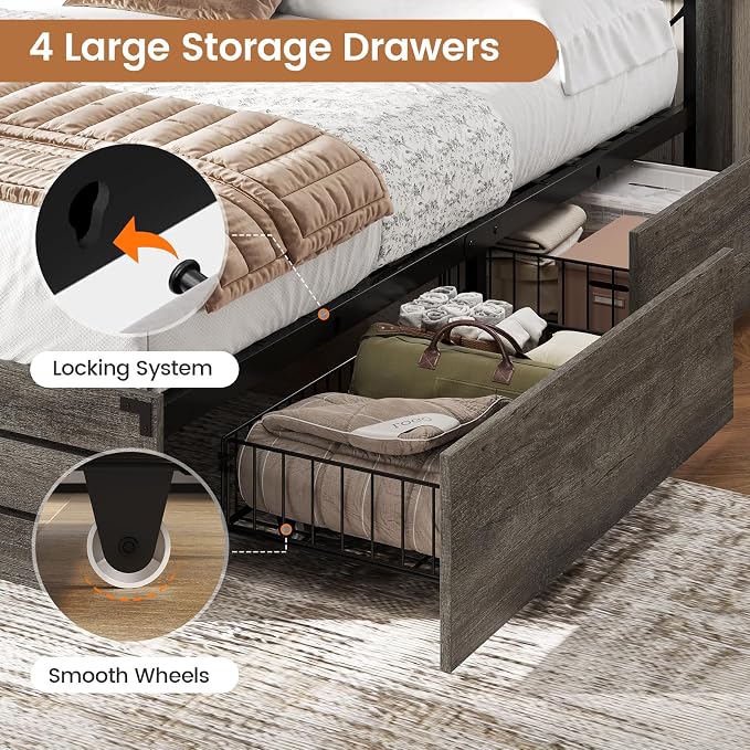 VIAGDO Wooden Bed Frame Full Size - Image 6