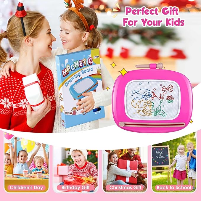 Smasiagon Toddler Girl Boy Toys,Magnetic Drawing Board for Toddlers 1-3,Early Learning Doodle Board Writing Painting Sketch Pad, Birthday Easter Valentines Day Gifts for Kids(Deep Pink)