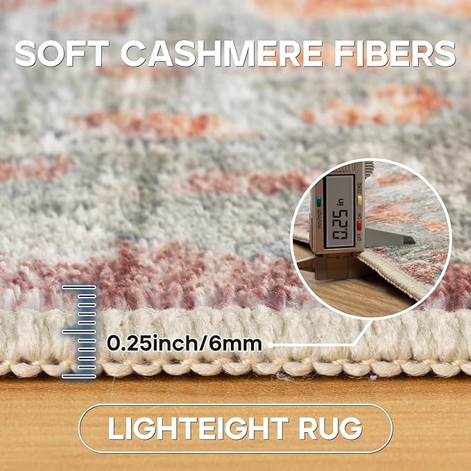 9x12 Area Rugs for Living Room Rug Washable: Modern Large Rug for Dining Room Bedroom Carpet Non Slip 9 by 12 Indoor Abstract Nursery Home Office Red Brown