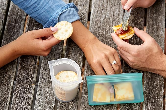 Zip Top Reusable Food Storage Bags | 3 Cup Set [Lavender] | Silicone Meal Prep Container | Microwave, Dishwasher and Freezer Safe | Made in the USA