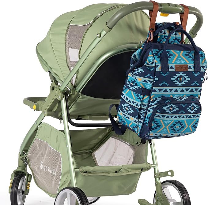 Wrangler Aztec Backpack Organized Daypack Travel Baby Bag with Stroller Strap and Side Bottle Pockets
