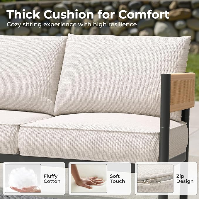 Gand Patio Outdoor Loveseat, Wicker Conversation Set - Image 3