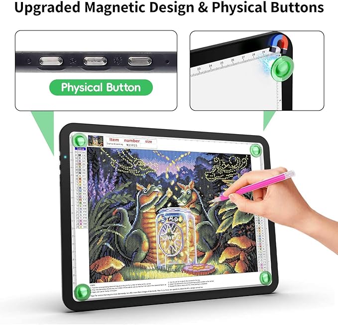 Up to 9000Lux Super Bright A4 Light Pad with Bag,Rechargeable Light Box with 4000mAH Lithium Battery for Cricut Weeding Vinyl Tool,Magnet Light Box for tracing,Diamond Painting,Sketching,Tattoo
