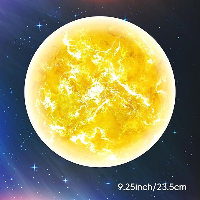 Glow in The Dark Sun for Ceiling, Luminous Planet Wall Sticker, Kids Bedroom Wall Decal, Sticky Fluorescence Sun, Gift for Boys and Girls (Blue)
