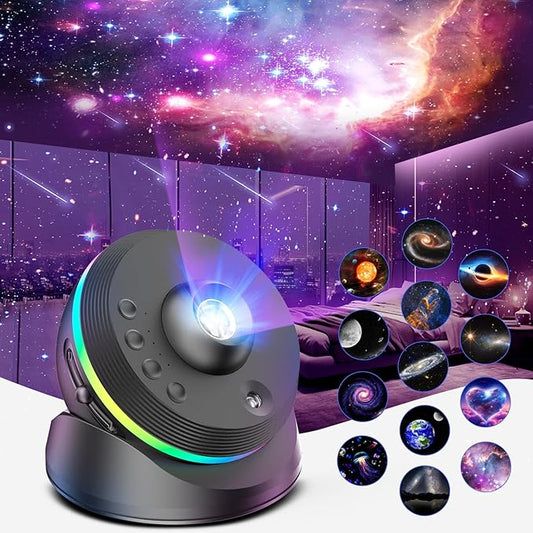 Meteor Galaxy Projector, 13 in 1 Planetarium Star Projector Starry Sky Night Light with Solar System Constellation Moon for Kids Adults Bedroom Ceiling Home Theater Living Room Decor