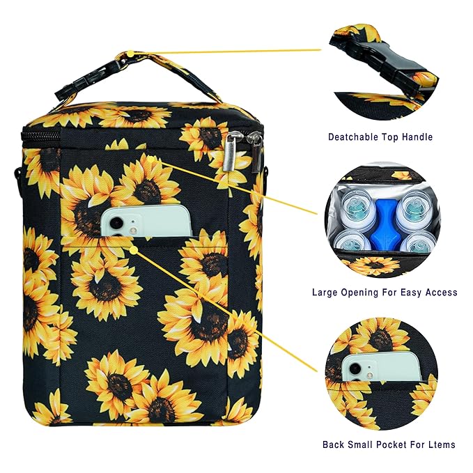 Breastmilk Cooler Bag with Ice Pack Fits 4 Baby Bottles Up to 9 Ounce Insulated Baby Bottle Bag Breast Milk Cooler on The Go with Strap Baby Bottle Cooler Bag for Nursing Mom Daycare or Travel