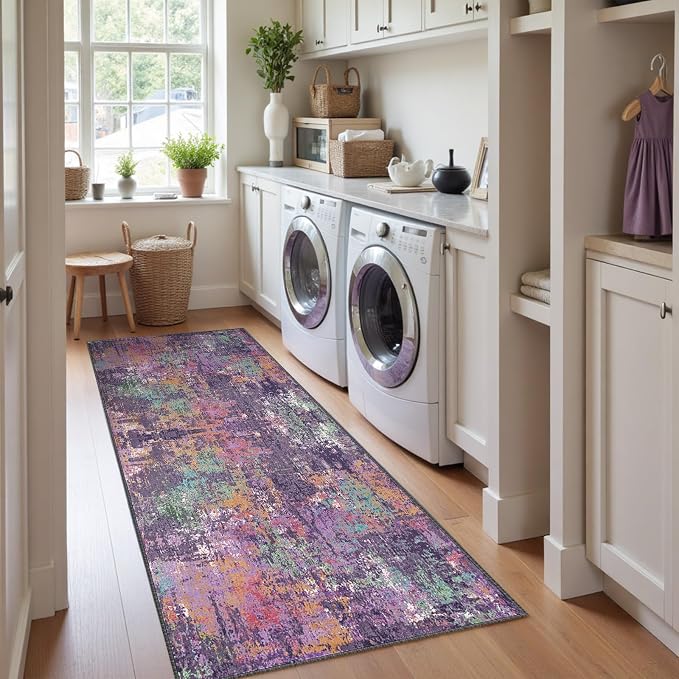 RELEANY Washable Area Rugs 2'x10' Non-Slip Modern Abstract Soft - Image 3