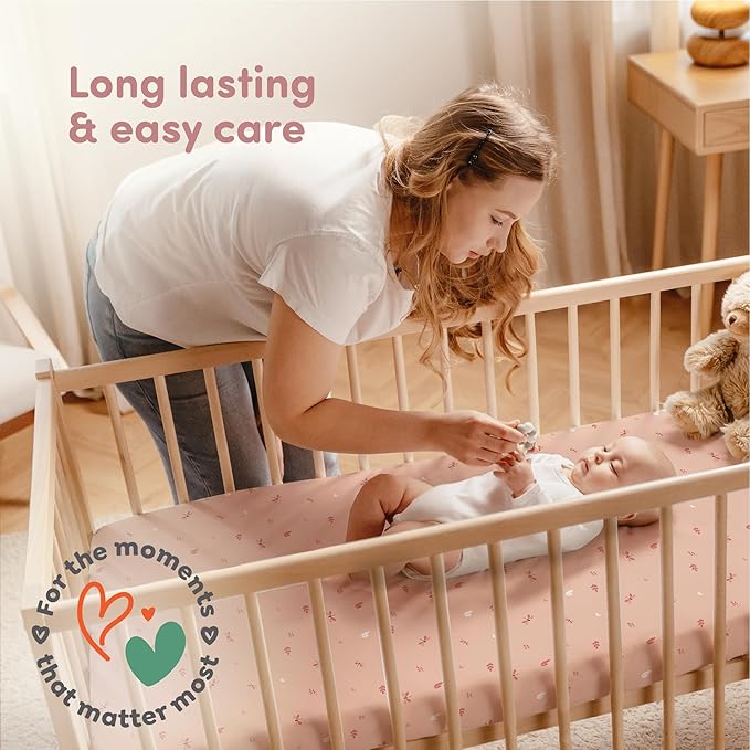 Sweety Fox 2-Pack Cotton Jersey Crib Sheets – Soft Fitted Sheets for Boys and Girls, Mini Crib Sheets, Toddler Bed Sheets (Dragonfly)