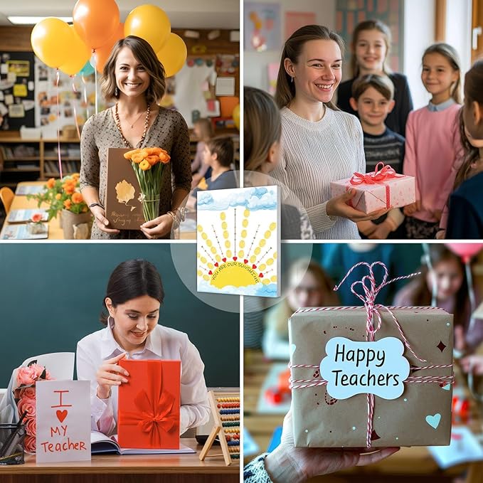 SHLINCO Thank You Gifts for Female Teachers, Suitable for Kindergarten, Primary and Junior High School Classroom Souvenirs, Fingerprint Art Canvas DIY, Year-end Gifts for Class Teachers