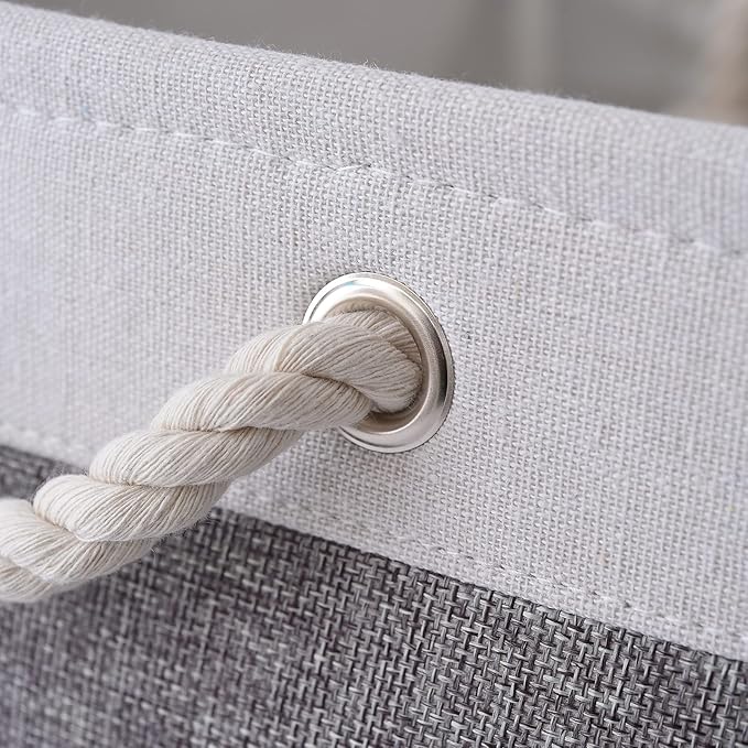 Large Storage Baskets for Shelves, Fabric Baskets for Organizing, Collapsible Storage Bins for Closet, Nursery, Clothes, Toys, Home & Office [3-Pack, White&Grey]