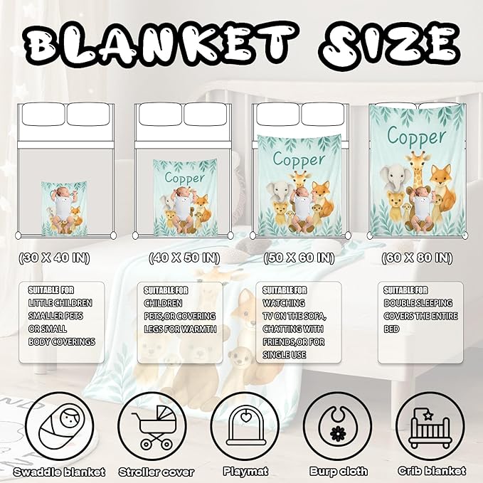 Ship Next Day, Personalized Baby Blanket – Printed in USA, Custom Baby Blanket for Boys & Girls, Baby Blanket with Name, Baby Shower, Easter, Christmas, Birthday Newborn & Toddler Gifts, Baby Gifts