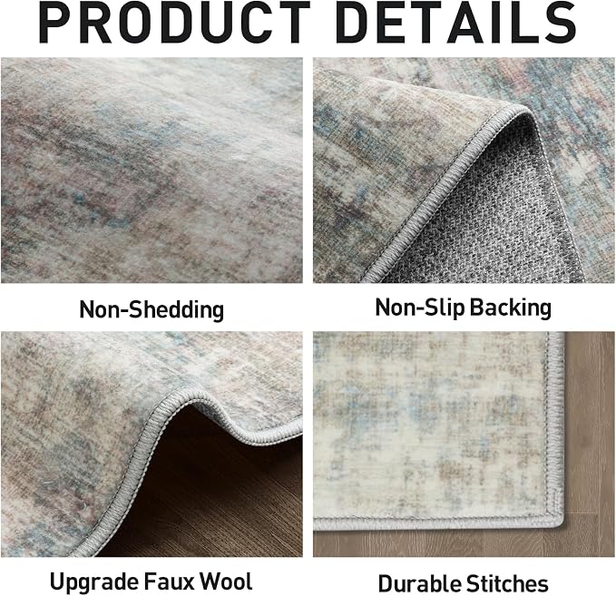4x6 Area Rugs Washable Rug: Modern Abstract Living Room Rug Soft Anti-Skid Thin - Image 5