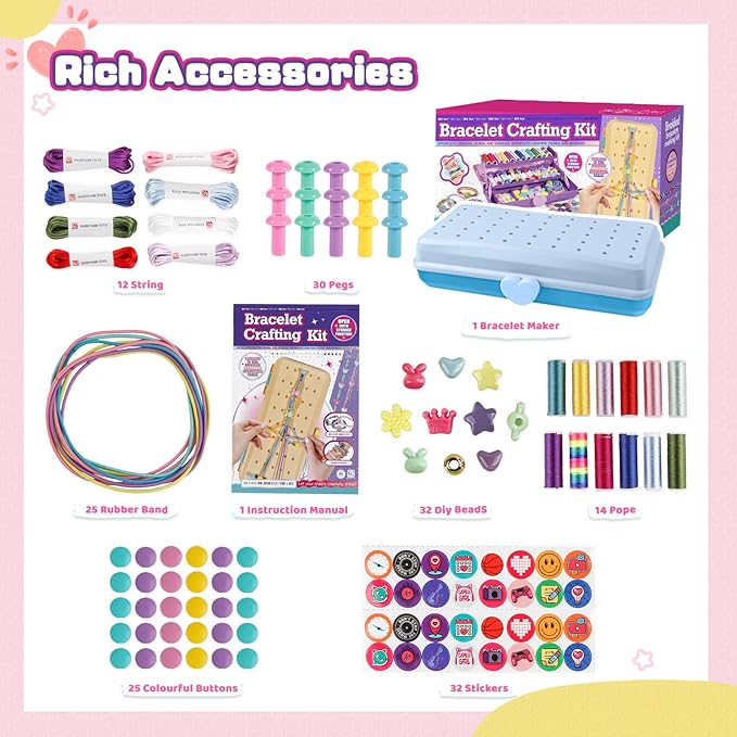 Cmiolacuna Friendship Bracelet Making Kit for Girls, 3-Layer Storage Box Arts and Crafts Bracelets Jewelry String Maker Kit Ages 8-12,Best Christmas Birthday Gift for Girls 6 7 8 9 10 11 12 Year Old
