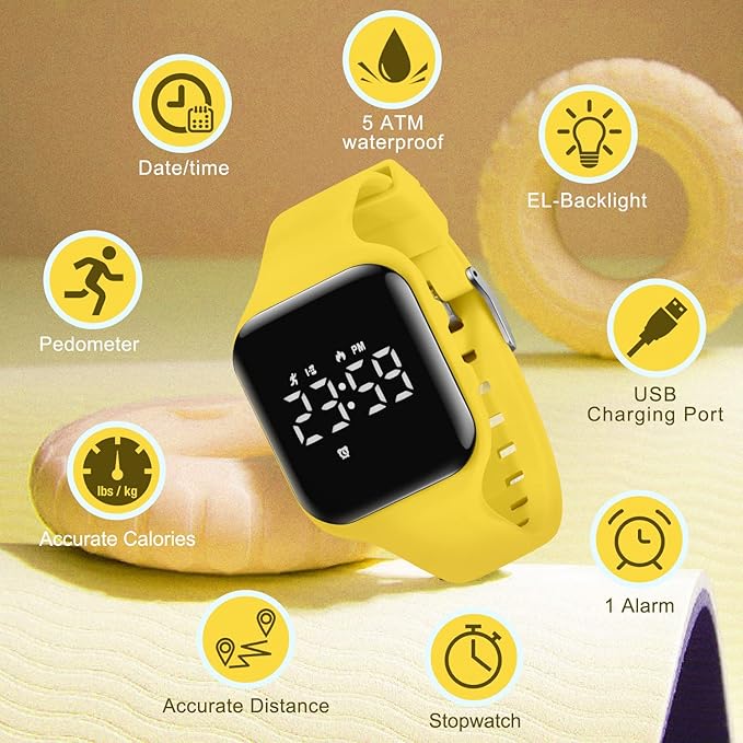 Kids Watches for Girls Boys Digital Sport Watch with Step Counter Pedometer Vibration Alarm Clock, No App Waterproof Fitness Tracker Kids Watch Boys Girls Teens Students Ages 5-16