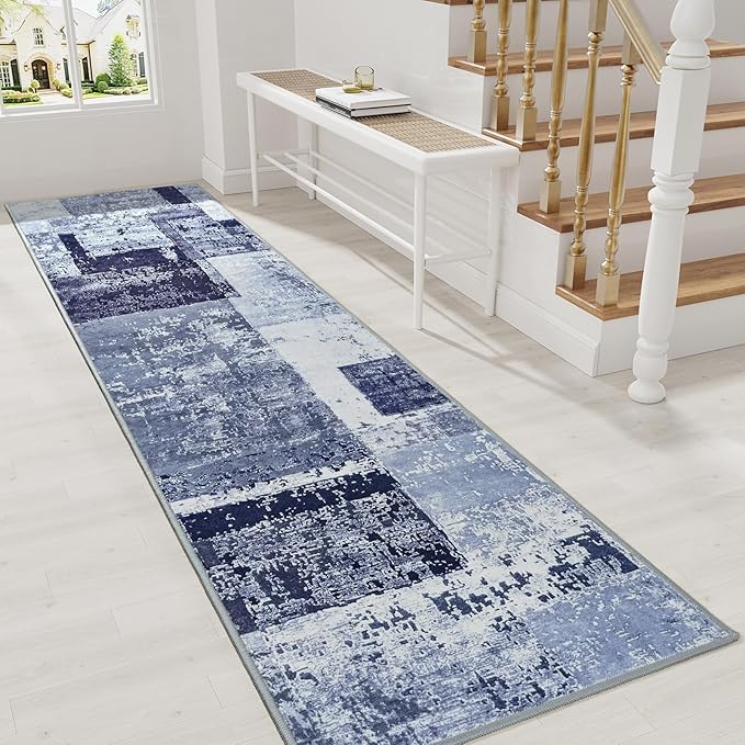 LOCHAS Washable Runner Rugs for Hallway, 2x8 Non Sip Soft Rug for Bedroom Entryway Kitchen Laundry Room, Long Abstract Carpet for Indoor Floor Bedside, Geometric Vintage Home Decor, Pet & kid Friendly