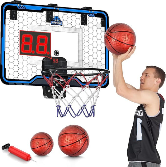 HopeRock Large Indoor Basketball Hoop for Kids Teens Adults, 24 X 16 Inch Over The Door Basketball Hoops with Electronic Scoreboard, Basketball Toys Birthday Gifts for Boys Girls