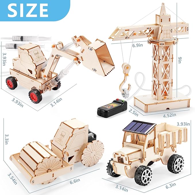 STEM Kits for Kids Ages 8-10 10-12, Wood Building Crafts Kit for Boys 8-12, Model Car Kit, 3D Wooden Puzzles Woodworking Science Projects, Construction Engineering STEM Toys for 8 10 13 12 14 Year Old