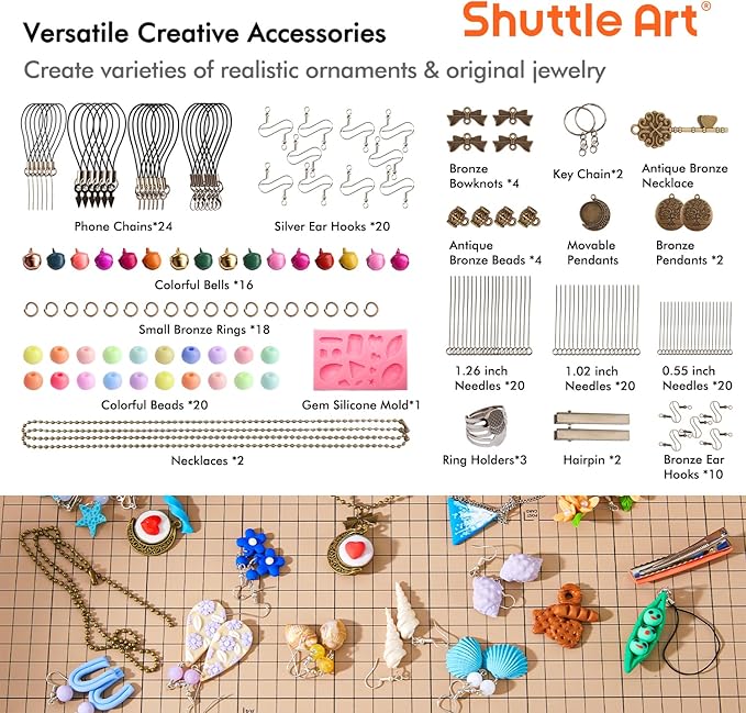 Shuttle Art 82 Colors Polymer Clay Kit with 19 Clay Tools, 16 Kinds of Accessories, Non-Toxic, Non-Sticky, Ideal DIY Art Craft Gift for Kids Adults