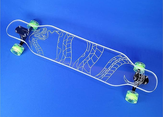 Clear Longboard Skateboard - Transparent Acrylic Long Boards with Light-Up LED Wheels for Smooth Rides - Ride The Streets in Style with Longboard Built for Beginners & Pros Alike