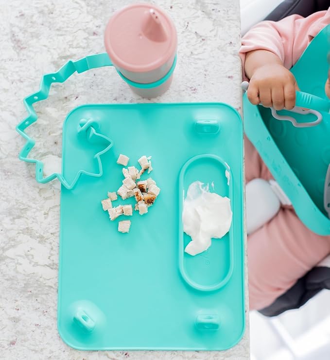 Busy Baby Bottle Bungee - Sippy Cup Strap - Keeps Bottles and Sippy Cups Off The Floor - Food Grade Silicone - Dishwasher Safe (Tan)