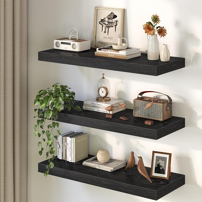 Black Floating Shelves 55Inch Long, 12 Inch Deep Floating Shelves - Image 8