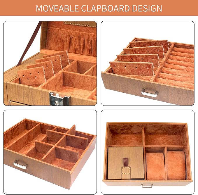 6 Tier Jewelry Box, Jewelry Case with 5 Drawers, Large Storage Capacity, with Mirror, Lockable, Jewelry Storage Organizer, Gift for Loved Ones