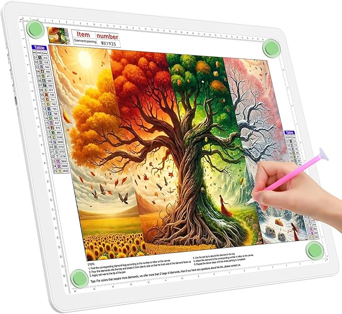 TOHETO A3 Light Board for Diamond Painting, Super Bright Magnetic Light Pad with Side Buttons, Lightbox for Tracing and Drawing, Corded Light Table for Sketching, Animation, Weeding Vinyl (White)